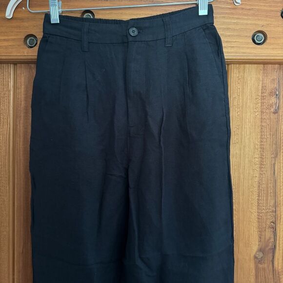 Madewell | Women's The Tailored Tapered Pant in Linen-Blend - Black, Size 00T - Picture 4 of 10